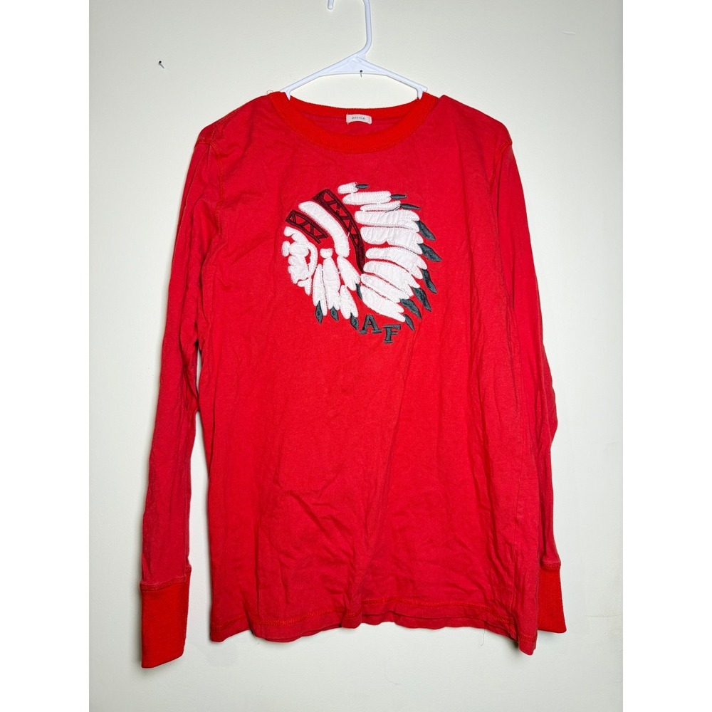 Abercrombie & Fitch Mens Red Long Sleeve Graphic T-Shirt Headdress XL